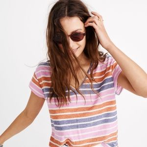 Madewell Skyline V-neck Tee in Elliot Stripe